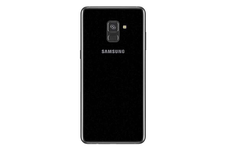 The sleek back of the A8 only features a 16-megapixel camera, flash, and fingerprint sensor for unlocking the phone. The front is dominated by the 6in screen with twin cameras at the top for shooting selfies.