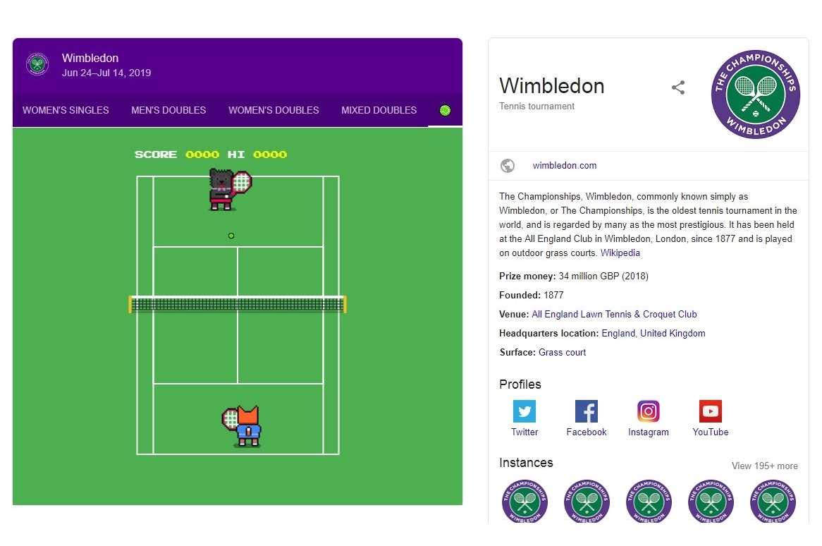 Google search serves up Wimbledon tennis mini-game - Science