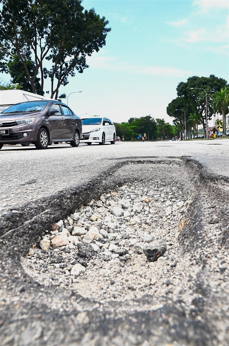 A deep pothole along Jalan Puchong heading towards Old Klang Road has been increasing in size and is easily missed by those who are unfamiliar with the area.