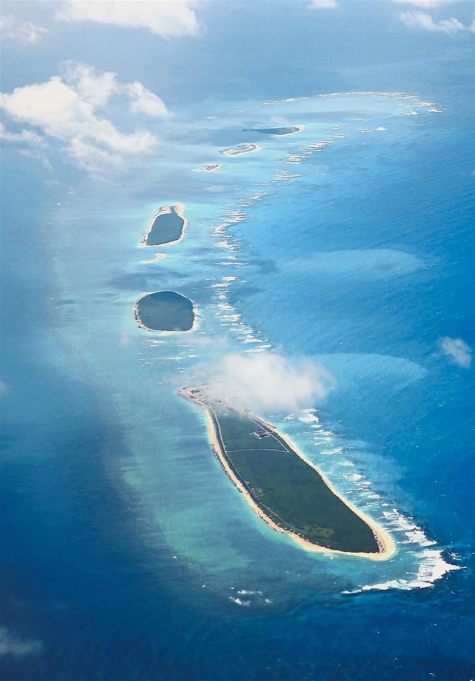 Maritime dispute: An aerial view of Qilianyu islands in the Paracel chain, which China considers part of Hainan province. — AFP