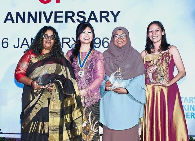 RCPJ president Alice Teoh (second from left) with honourees Mahi (left), Rahayu (third from left) and Chong.