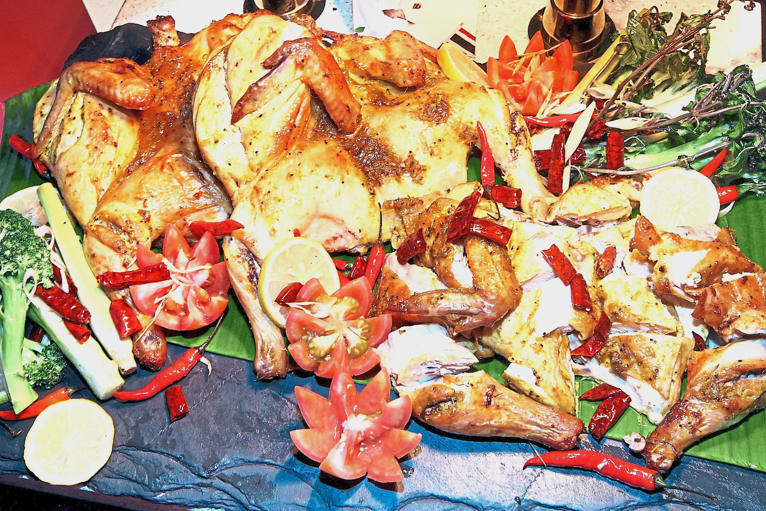 The Gai Yang Kati Sod is marinated with Kaffir lime leaf, garlic, red onion, turmeric, sugar and oyster sauce.