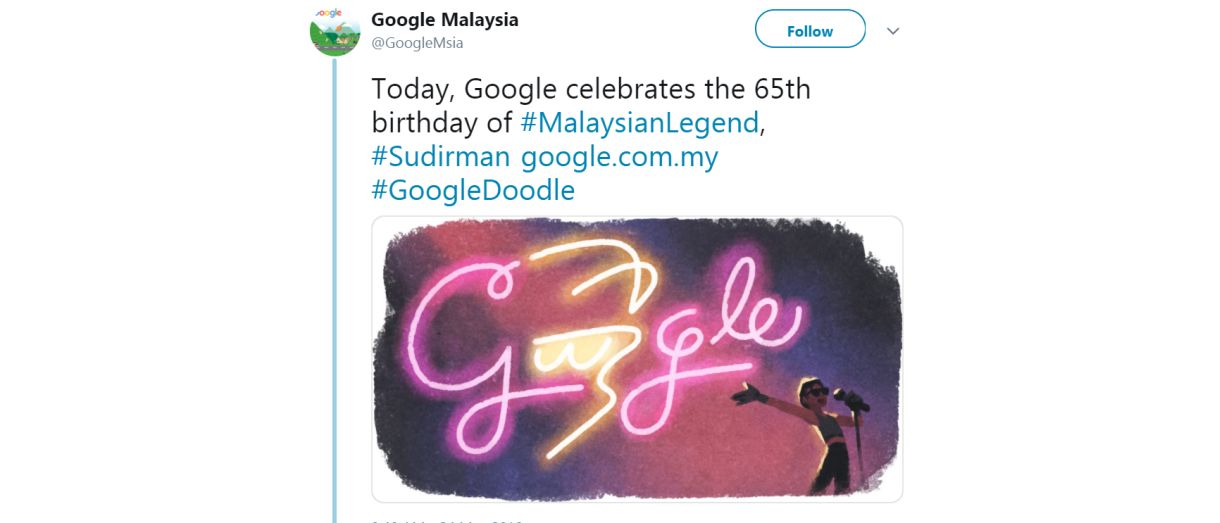 Google Honours Malaysian Icon Sudirman With Special Doodle The