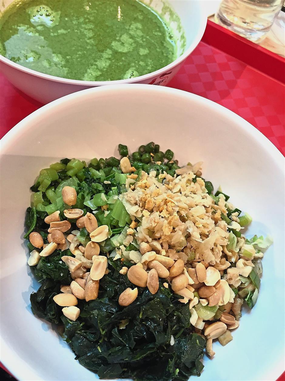 A bowl of lei cha at Judy’s Hakka Lei Cha and Cuisines.