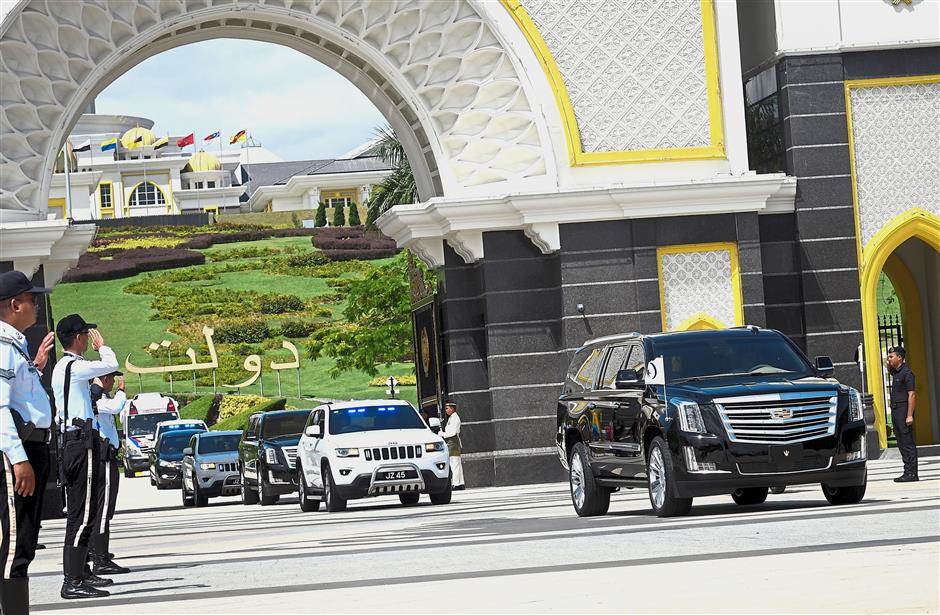Royal exit: Sultan Ibrahim’s convoy leaving Istana Negara after the Special Meeting of Rulers. — Bernama