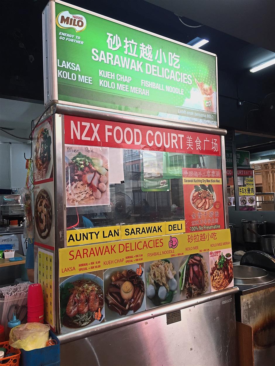 A variety of dishes from Sarawak is available at the stall.
