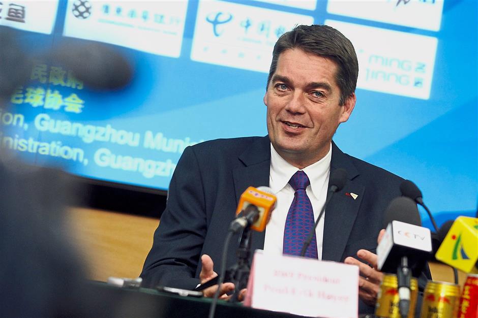 BWF President Poul-Erik Hoyer during a press conference. IZZRAFIQ ALIAS / The Star. August 11th, 2013.