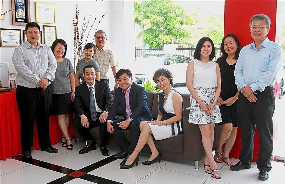 (From left) Mega Fortris (M) Sdn Bhd corporate strategy head Johnny Foo, group accountant Colleen Sim, corporate affairs manager Anne Ooi, executive director Ng Wen Choi, Nick, Adrian, marketing director Olivia Lee, personal assistant June Ooi, corporate affairs director Mag Ng and group operations director Seng Jee Tong.