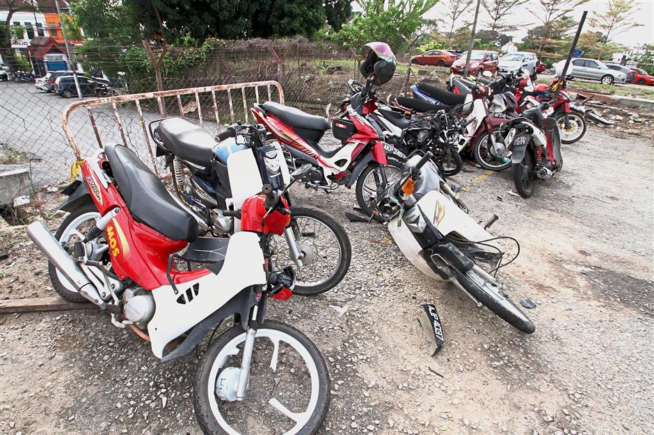 Recoverd stolen motorcyles and those involved in accidents often languish in police stations.