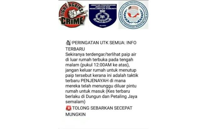 Message Warning Of Tap Turning Thieves Goes Viral The Star