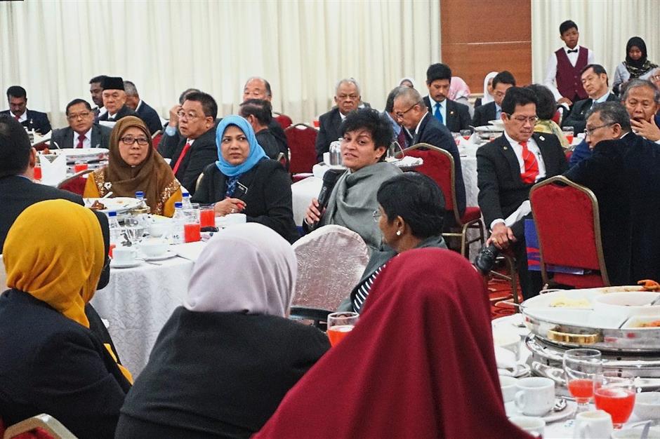 Bill tabled: Azalina at a luncheon briefing on the Anti-Fake News Bill for Backbenchers Club members at Parliament yesterday. The same briefing will be held for the Opposition members today.