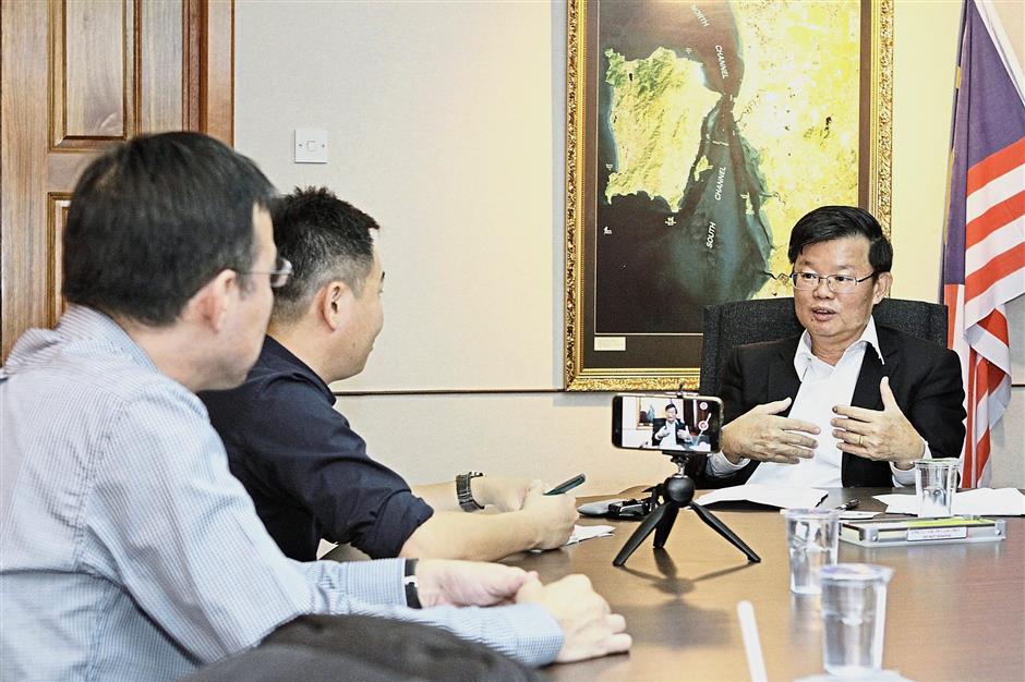 Man with a plan: Chow elaborating on his vision for Penang during an interview with The Star at Komtar in George Town.