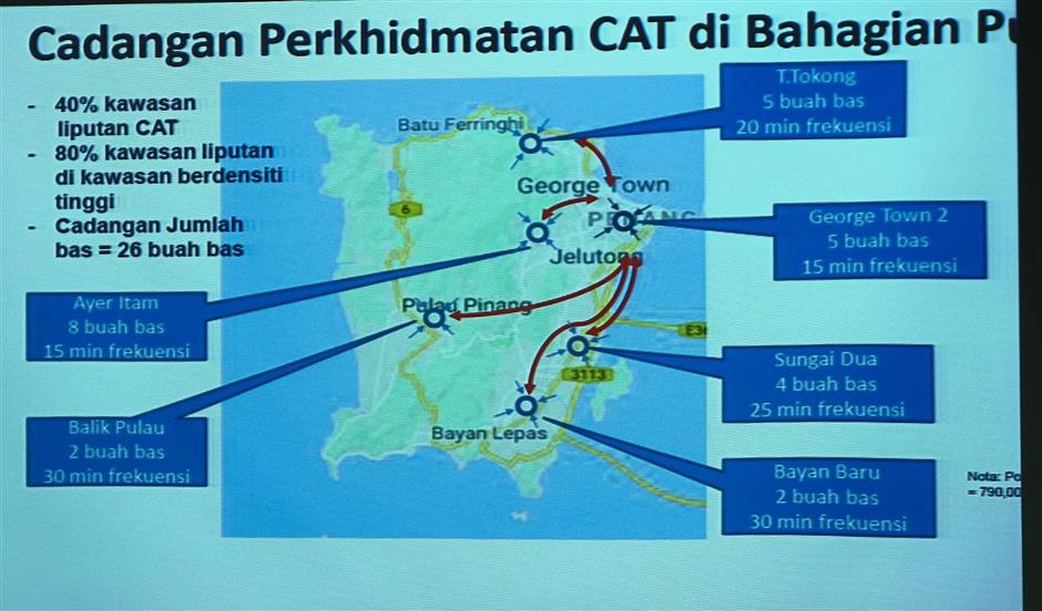 Seberang Jaya route: A map for the Congestion Alleviation Transport (CAT) free shuttle service coverage in Seberang Jaya.