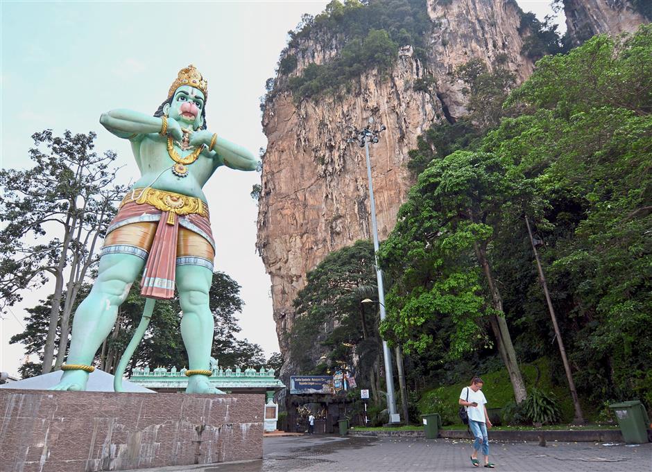 This Hanuman temple is among several smaller temples in Batu Caves.