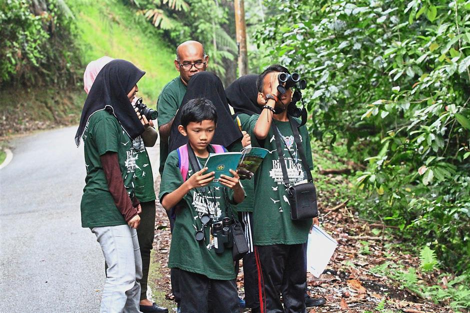 Students in action during the bird race competition.